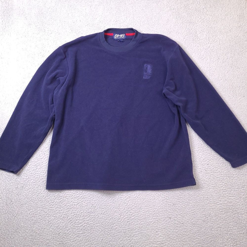 Vintage Dutch Harbor‎ Gear Sweater Fleece Mens XL Blue American Cancer Society